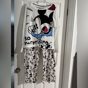 Disney Pajama Set White and Black Mickey & Minnie Mouse Design